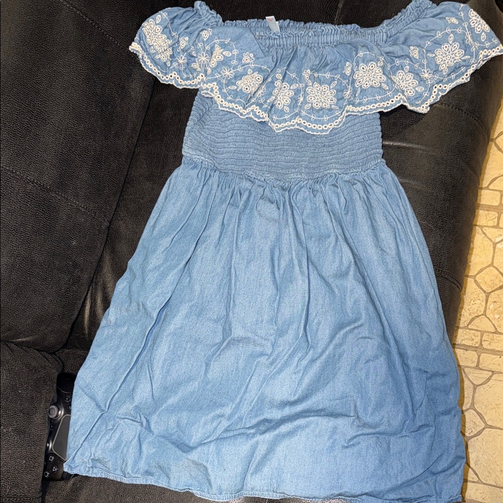 Blue Off-Shoulder Dress
